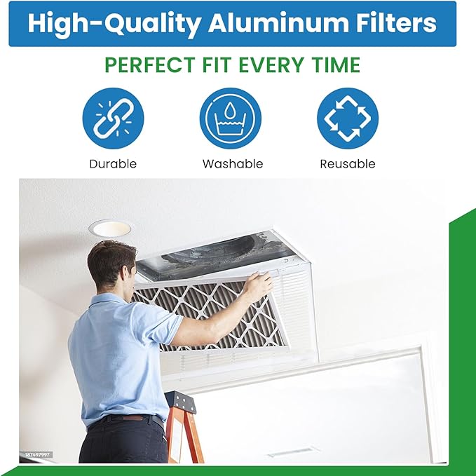 Filter Everything Replacement Aluminum Pre/Post Filter Compatible with F57A – 21-3/8 x 25 x 7/8 – 2-Pack