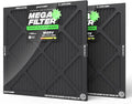 PuroAir MegaFilter - 24x24x1 Air Filter MERV 13 Activated CarbonTech Defense - Heavy Duty 3 Layer Furnace Filters Allergens, Pollen, Dust, Pet Dander, Smoke, Odors - HVAC Air Filter 24x24x1 (2-Pack)