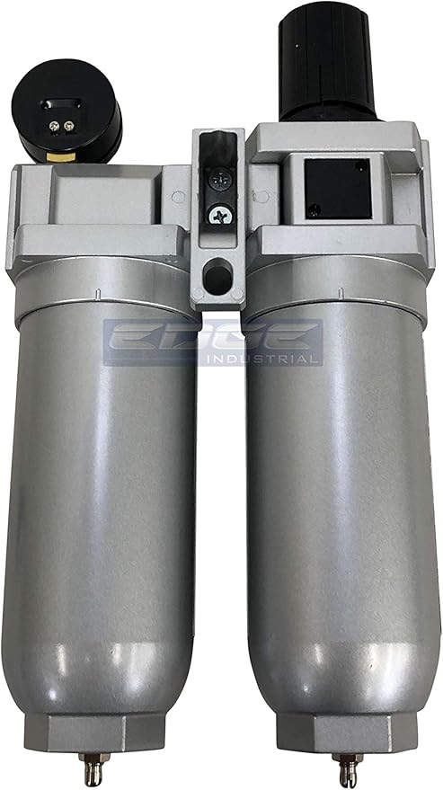 SUPER HEAVY DUTY HIGH FLOW AIR FILTRATION SYSTEM, 2 STAGE PARTICULATE FILTER PLUS OIL REMOVING COALESCING FILTER COMBINATION (1/2" NPT, MANUAL DRAIN)