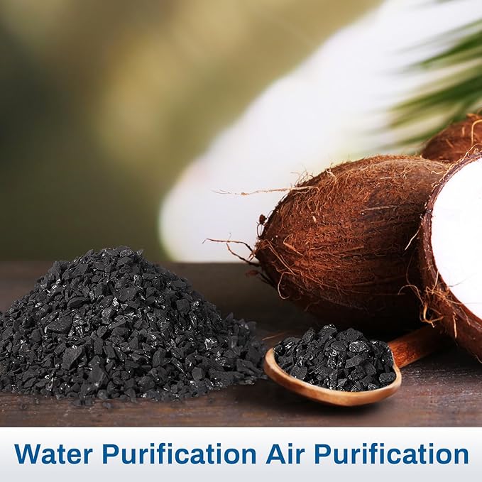 Timgle Bulk Water Air Filter Activated Charcoal Coconut Hull Granular Activated Carbon 10-18 Mesh Water Distiller Charcoal Filters Media for Filtration(6.6 Lbs)