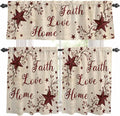 Kitchen Curtains Tiers and Valance Set of 3, Vintage Country Light Filtering Window Curtain Set, Vintage Rustic Texas Stars Plants Branch Rod Pocket Curtain Drapes for Living Room, 24 Inches Tiers