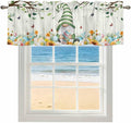Easter Gnomes Curtain Valances for Windows, Kitchen Valance Window Treatment, Spring Watercolor Eggs Flower Wood Grain Light Filtering Block Curtains for Bathroom/Bedroom/Living Room 42'' x 12''