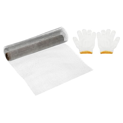 PATIKIL 40" L x 10" W Woven Wire Mesh, 14 Mesh 304 Stainless Steel Air Vent Filter Screen with Gloves for Window Security Vent Cover Filtration Animals Fence
