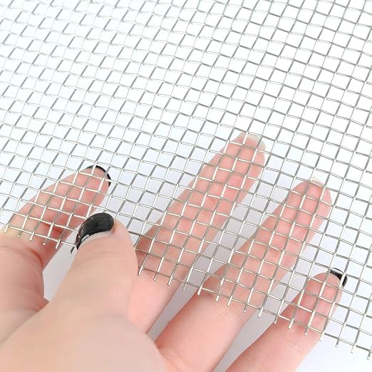 TIMESETL 2 Pack 304 Stainless Steel Woven Wire 8 Mesh, 12"x24"(30cmx60cm) Cabinets Wire Mesh Garden Guard Screen Metal Security Mesh Window Screen Mesh Net