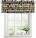 Dog Paws Valance Curtains for Kitchen, Teal Brown Wood Grain Privacy Rod Pocket Valance Curtain, Light-Filtering Window Treatment for Bedroom Bathroom, 42"x12"