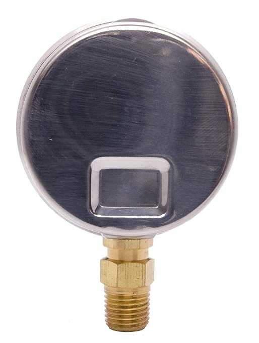 2-1/2" Oil Filled Pressure Gauge - Stainless Steel Case, Brass, 1/4" NPT, Lower Mount Connection, 0-600PSI