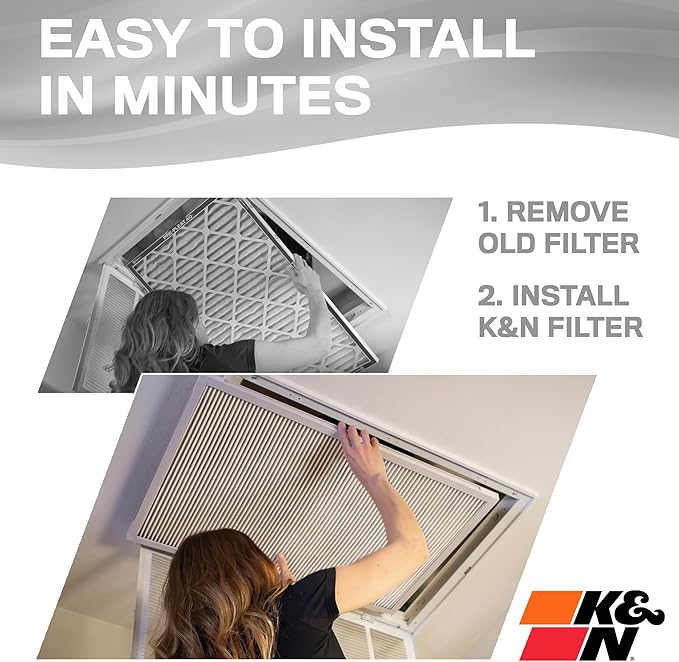 K&N 10X20X1 HVAC Furnace Air Filter, Lasts a Lifetime, Washable, Merv 8, the Last HVAC Filter You Will Ever Buy, Breathe Safely at Home or in the Office, HVC-8-11020