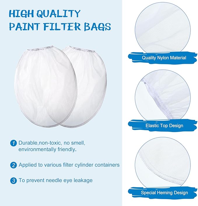 Boao 80 Pieces Paint Strainer Bags White Fine Mesh Filters Bag Bucket Elastic Opening Strainer Bags Hydroponic Paint Filter Bag for Paint Gardening (5 Gallon)