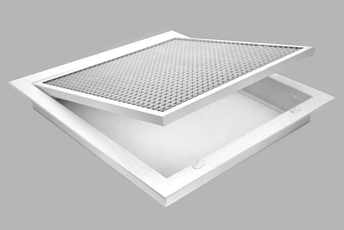 HVAC Premium 12" x 20" Cube Core Eggcrate Return Air Filter Grille for 1" Filter - Aluminum - White [Outer Dimensions: 14.5" x 22.5"]