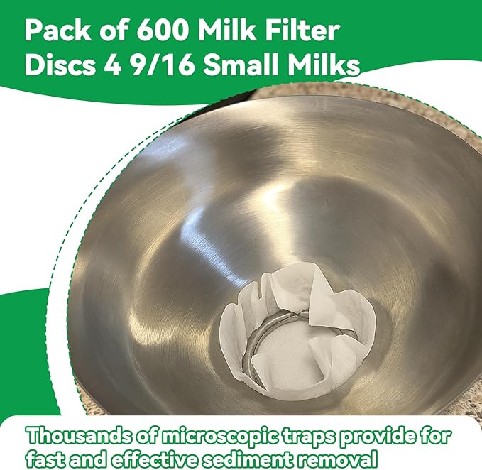 600 Pack Milk Filter Discs Quick Flow Non-gauze Small 4-9/16" Od Replacement Filters Disks for Raw Milk Strainer 200 Discs Per Box