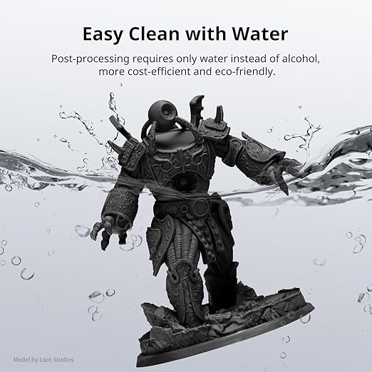 ANYCUBIC Water Washable 3D Printer Resin 2.0, 405nm High Precision UV-Curing 3D Resin, Low Shrinkage Standard Photopolymer Resin for 8K Capable LCD DLP 3D Printing (Pure Black + Black, 2000g)