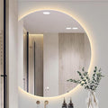 Bathroom Mirror, Dimmable LED Vanity Mirror Half Circle, Illuminated Mirror with Demister Pad, Large Wall Mirror with Touch Sensor (Size : 28x31''/70x80cm)