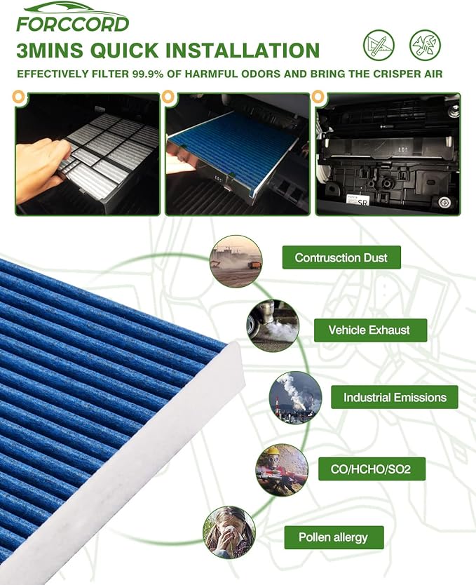Cabin & Engine Air Filter Fit for Ford Mustang 2011-2014 5.0L/3.7L, Mustang 2010 4.6L Activated Carbon Cabin Filter Replacement CF10370 CA10781 Car Accessories