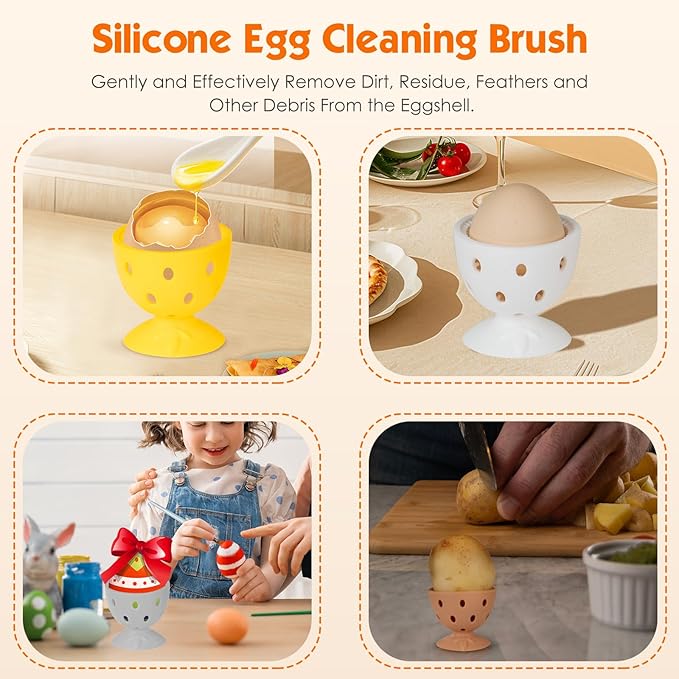 Egg Brush Cleaner, Egg Cleaner Scrubber for Fresh Eggs, Cute Chick Shaped Silicone Egg Washer, Reusable Multipurpose Washing Egg Tool for Fruits and Vegetables (Blue)