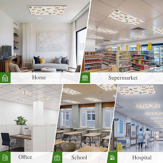 Fluorescent Light Covers for Ceiling Lights Desert Camel Magnetic Light Filters 3 Pack 4x2 ft Bohemian Southwest Date Trees Ceiling Lights Cover for Classroom Office School Home Drop Lamp Decor
