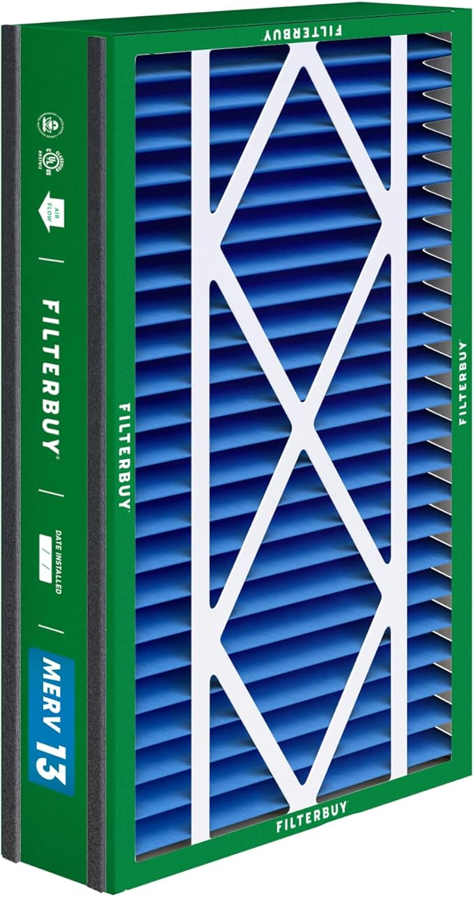 Filterbuy 16x25x5 Air Filter MERV 13 Optimal Smoke & Allergy Defense (2-Pack), Electrostatic Pleated HVAC AC Furnace Filters for Trion Air Bear 255649-105 and More (Actual Size: 15.63 x 24.13 x 4.88)