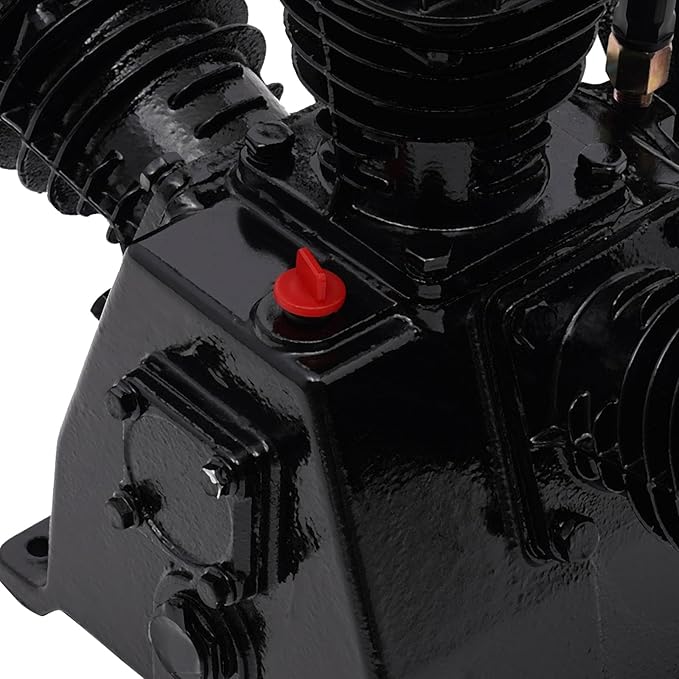 Air Compressor Pump Head, 5-HP Single-Stage Inline-Twin Replacement Air Compressor Pump 3 Cylinder Head, Single-Stage Aluminum Air Compressor Pump Replacement with 115 Max. PSI, 10-12 CFM