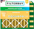 Filterbuy 25x25x4 Air Filter MERV 11 Superior Pet & Allergy Defense (6-Pack), Electrostatic Pleated HVAC AC Furnace Filters Replacement, Made in USA (Actual Size: 24.50 x 24.50 x 3.63)