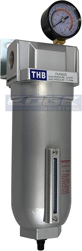 HEAVY DUTY INDUSTRIAL GRADE COALESCING FILTER WITH 0.01u MICRON ELEMENT, METAL BOWL, REMOVES 99.98% MOISTURE, VAPOR AND OIL FROM COMPRESSED AIR LINES, AUTO DRAIN (1" NPT, 11oz)