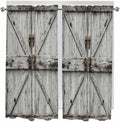 Vintage Gate Bedroom Curtains 63 Inches length, Farmhouse Wooden Grain Shabby Chic Door Window Treatment Curtain Drapes, Rod Pocket Curtain Panels for Living Room Kitchen, 42"x63", 2 Panels