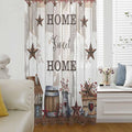 Farmhouse Sheer Curtains 45 Inch Length Retro Country Star Berry Vintage Wood Grain Chiffon Curtain for Bedroom Living Room Light Filtering Window Treatments Voile Curtains Drapes for Kitchen