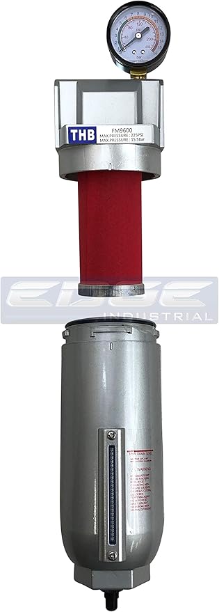 HEAVY DUTY INDUSTRIAL GRADE COALESCING FILTER WITH 0.01u MICRON ELEMENT, METAL BOWL, REMOVES 99.98% MOISTURE, VAPOR AND OIL FROM COMPRESSED AIR LINES, AUTO DRAIN (1" NPT, 11oz)