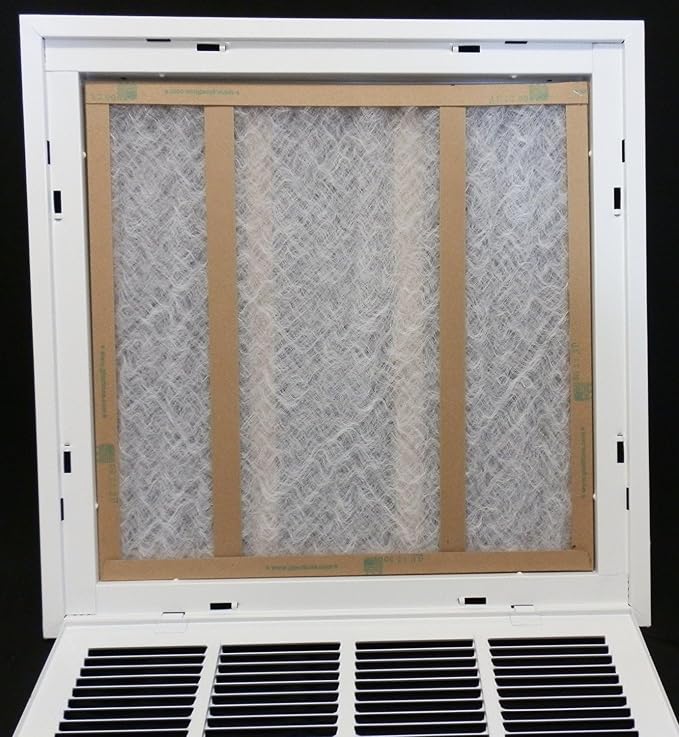 HVAC Premium 16 x 6 Duct Opening Steel Return Air Filter Grille, for 1-inch Filter, Removable Door, Flat Stamped HVAC Vent Cover Grille, Outer Dimensions 18.5 x 8.5
