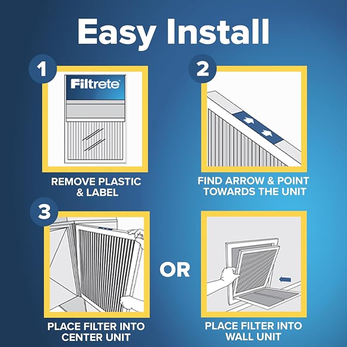 Filtrete 20x20x1 AC Furnace Air Filter, MERV 12, MPR 1500, CERTIFIED asthma & allergy friendly, 3 Month Pleated 1-Inch Electrostatic Air Cleaning Filter, 4-Pack (Actual Size 19.69x19.69x0.78 in)