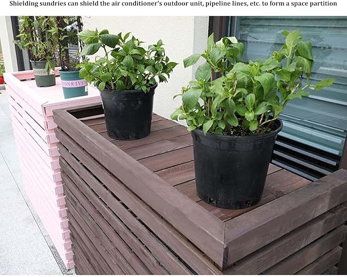Wood Air Conditioner Fence Screen - Hide Outdoor Unit Stylishly with Tall Weatherproof Shutters Central Air Conditioner Covers (Blue L120Xw60Xh105Cm)