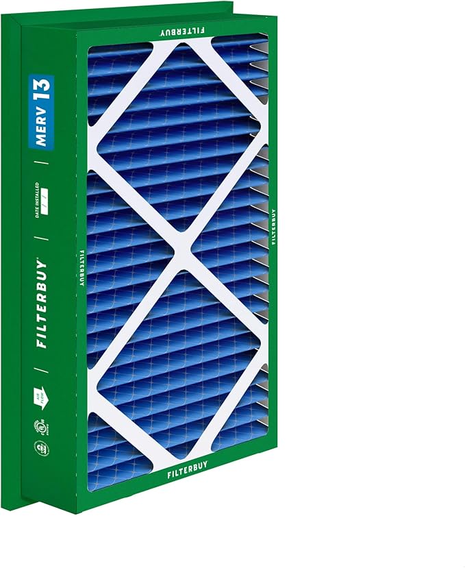 Filterbuy 16x25x5 Air Filter MERV 13 Optimal Smoke & Allergy Defense (2-Pack), Electrostatic Pleated HVAC AC Furnace Filters for Honeywell Return Grille (Actual Size: 14.38 x 23.38 x 3.69)