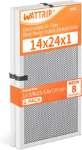 2-Pack 14x24x1 MERV 8 Reusable & Washable Electrostatic Air Filters - Long-Lasting Filter for HVAC, Furnace & Air Conditioner Units, Actual Size: 13-5/8” x 23-5/8” x 7/8”