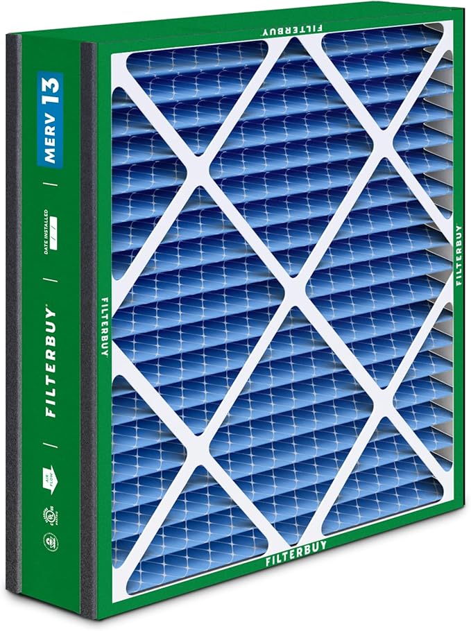 Filterbuy 20x20x5 Air Filter MERV 13 Optimal Smoke & Allergy Defense (2-Pack), Electrostatic Pleated HVAC AC Furnace Filters for Trion Air Bear 255649-103 & More (Actual Size: 19.63 x 20.63 x 4.88)