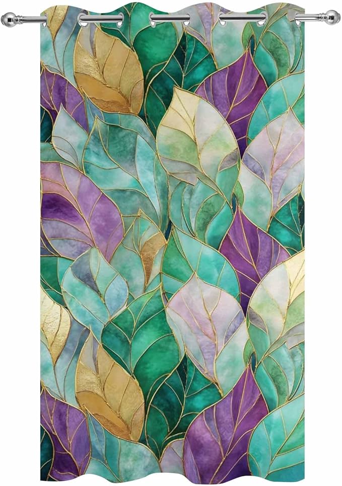 Leaves Outdoor Curtains for Patio Gorgeous Leaf Abstract Spring Waterproof Outside Curtains with Grommet Top Weatherproof Curtain for Cabana Pergola Gazebo, 1 Panel, 54" W x 108" L