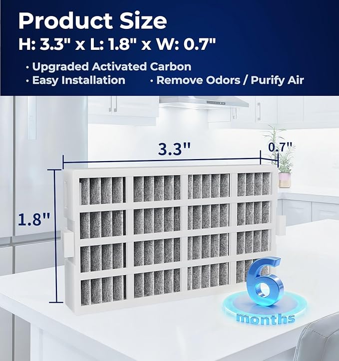 6 PACK W10311524 Refrigerator Air Filter Replacement Compatible With Whirlpool, AIR1, Maytag, Kitchenaid, and Jenn-Air, Replace for Fresh Flow Refrigerator Air Filter