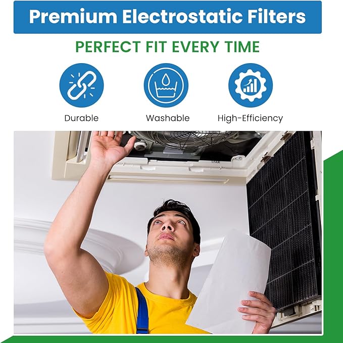 Filter Everything Electrostatic Furnace Filter – Washable Permanent HVAC Filter – 20” x 20” x 1” – MERV 9 – Reusable Air Filter with Durable Aluminum Frame