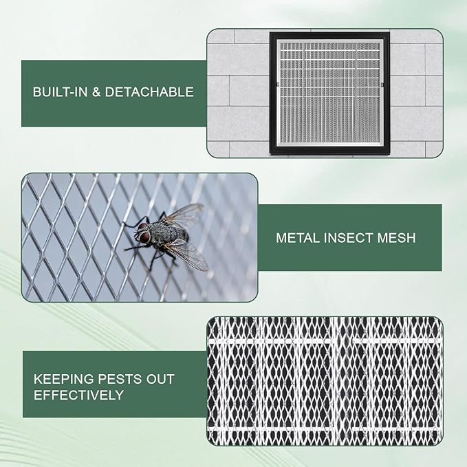 2-Pack 14"x14" Gable Vent - Premium Aluminum，Shed Vents with Screen, Ideal for Gables, Wall, and Attics - Vent Opening 12"x12" - Boost Ventilation and Guard Against Moisture