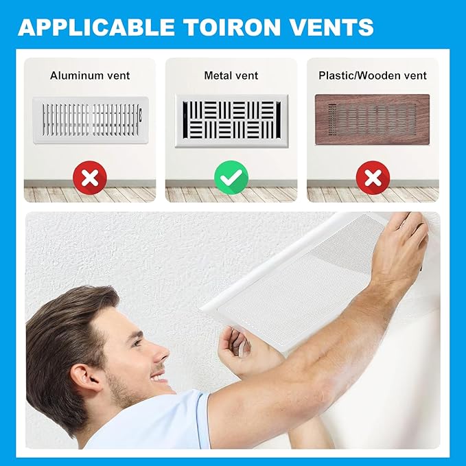 4 PCS White Magnetic Vent Covers-5.5x12 Magnetic Air Vent Covers with Mesh Screen for Floor/Wall/Ceiling Registers-Easy to Install, Durable Design(Fits Registers 5.5"to7" Width x 12" to13.5"Length)