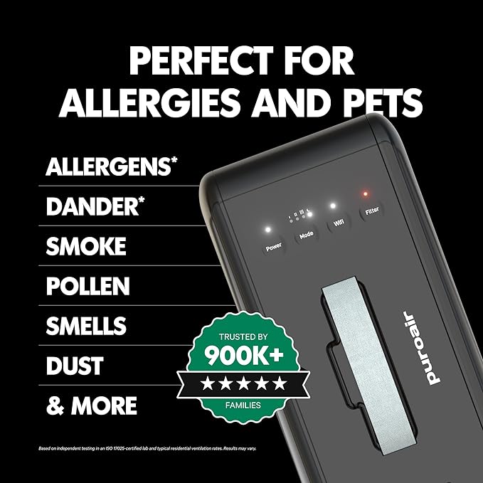 PuroAir 100i HEPA Air Purifier for Home Pets - Covers Up To 550 Sq Ft - Filters Up To 99.9% of Pollutants, Smoke, Pollen, Dust - Quiet HEPA Air Filter - Air Purifiers for Bedroom