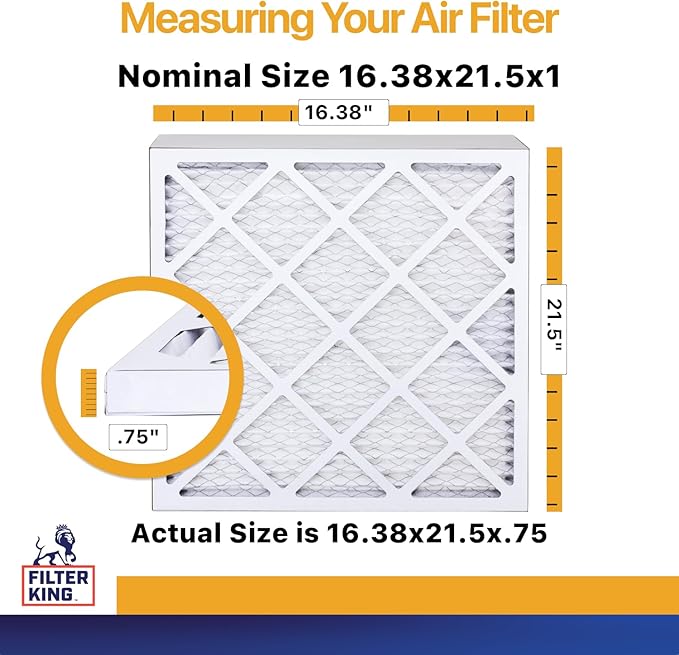 Filter King 16.38x21.5x1 Air Filter | 4-PACK | MERV 13 HVAC Pleated A/C Furnace Filters | MADE IN USA | Actual Size: 16.38 x 21.5 x .75"