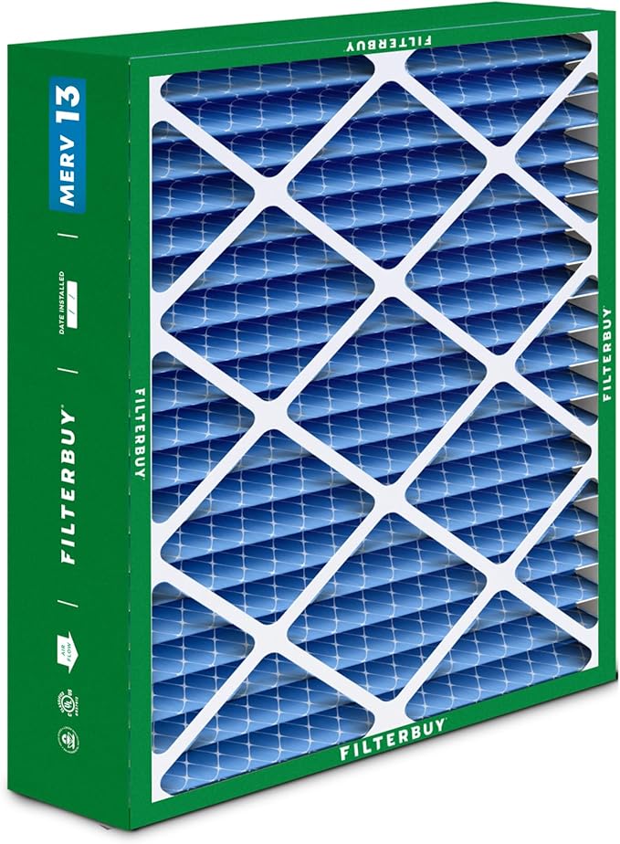 Filterbuy 21x24.5x5 Air Filter MERV 13 Optimal Smoke & Allergy Defense (3-Pack), Electrostatic Pleated HVAC AC Furnace Filters for Rheem, Ruud, and Protech (Actual Size: 20.63 x 24.13 x 4.38)