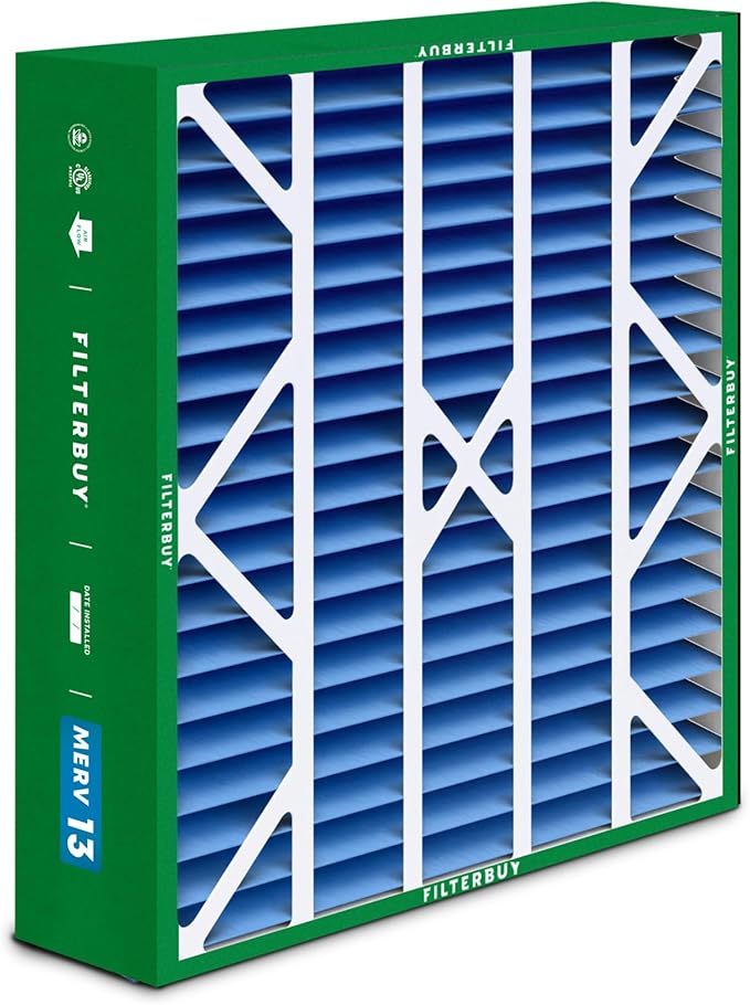 Filterbuy 20x25x6 Air Filter MERV 13 Optimal Smoke & Allergy Defense (2-Pack), Pleated HVAC AC Furnace Filters for AprilAire Space-Gard 201, 2200, 2250, & Lennox (Actual Size: 19.75 x 24.25 x 6.00)