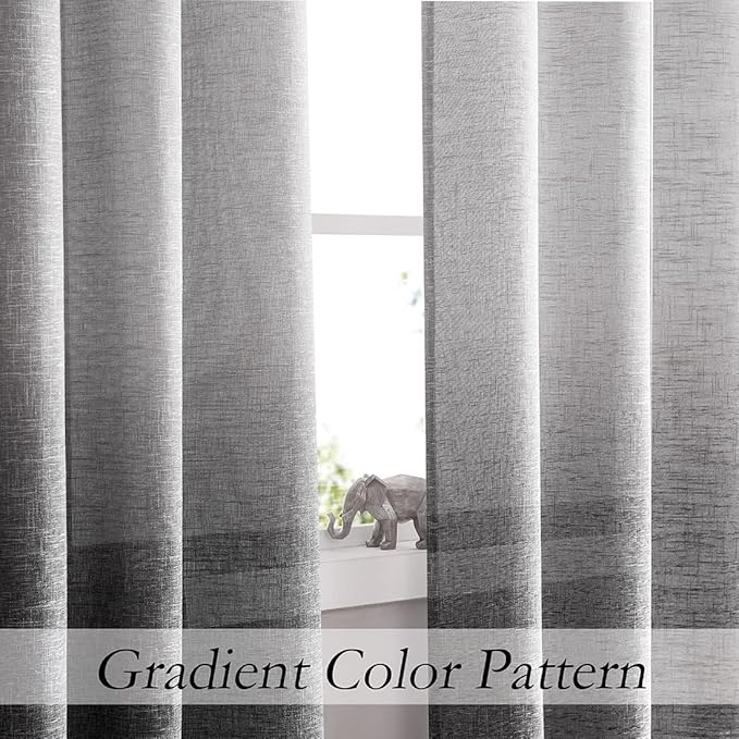 Ombre Light Filtering Door Curtain 100" Extra Wide Gradient Print on Rayon Blend Fabric Window Treatment for Sliding Patio Door with 14 Grommets, Cream White to Light Gray, 100" x 84", 1 Panel