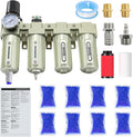 3/4" NPT Industrial Grade 4 Stage Air-Dryer-for-Compressor, Air-Compressor-Water-Separator-System for Plasma Cutter and Paint Spray, 2Filter&2Dryer system,Auto Drain