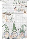 Sheer Curtains 63 Inch Length, Sage Green Gnomes Semi Sheer Curtains Light Filtering Window Treatment, Eucalypus Coastal Anchor Retro Wood Privacy Voile Drapes for Living Room Bedroom 52x63 Inch