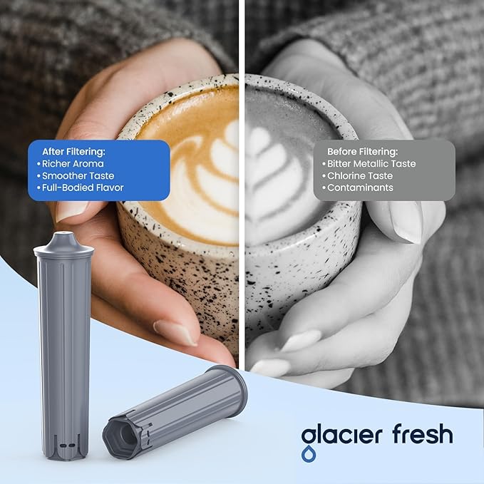 GLACIER FRESH Water Filter Compatible with Jura 71794 Claris Smart+ Filter Cartridge, Fits E6, E8, Z8, Z6, J6, ENA8 Coffee Machines, NSF/42 Certified, 4 Pack