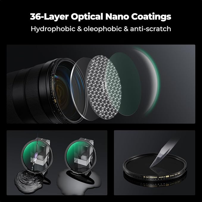 K&F CONCEPT Polarising Filter 62 mm CPL Filter Circular Slim Optical Glass HD Brass Frame Polarising Filter for 62 mm Sony Canon Nikon Fujifilm Lens Nano Xcel Pro