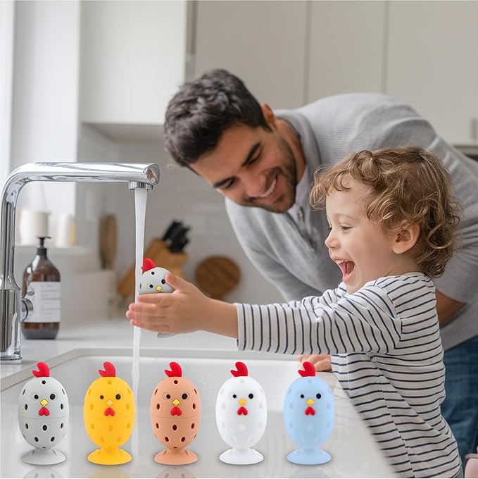 Egg Washer for Fresh Eggs, Egg Scrubber for Fresh Eggs, 2 Reusable Silicone Chicken Shaped Scrubs, Chicken Egg Cleaner, Eggshell Cleaner for Poultry Farm, Housewife Tools Vegetable Processing (Yellow)