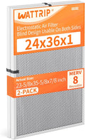 2-Pack 24x36x1 MERV 8 Reusable & Washable Electrostatic Air Filters - Long-Lasting Filter for HVAC, Furnace & Air Conditioner Units, Actual Size: 23-5/8” x 35-5/8” x 7/8”