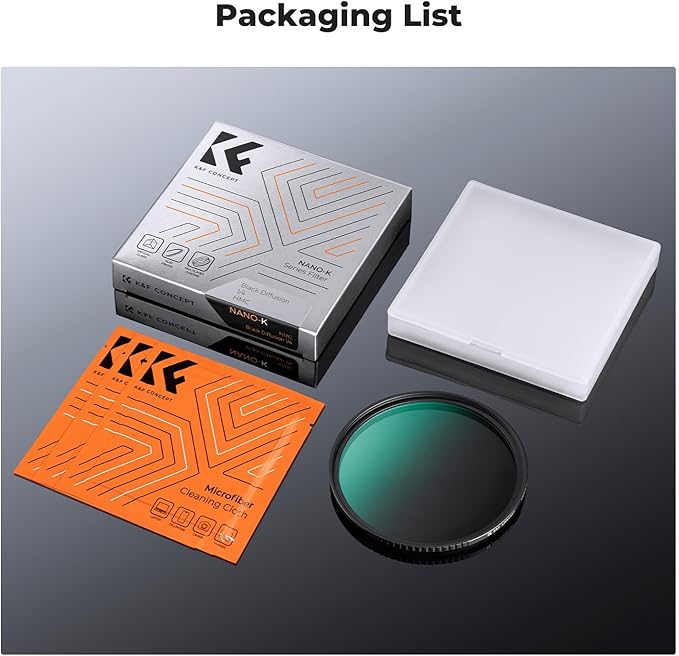 K&F CONCEPT 46mm Black Diffusion 1/4 Filter Mist Cinematic Effect Filter with 18 Multi-Layer Coatings for Video/Vlog/Portrait Photography (K-Series)