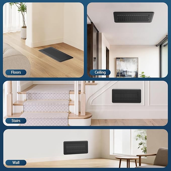 Magnetic Vent Covers with Vent Screen 5.1x13 Inch, Black Mesh Vent Covers for Floor, Wall, Ceiling Air Vents to Block Dust, Pet Hair, Fits Standard HVAC Floor Registers in Home, RV, 3 Pack